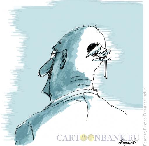 Карикатура: Голова-скворечник, Богорад Виктор