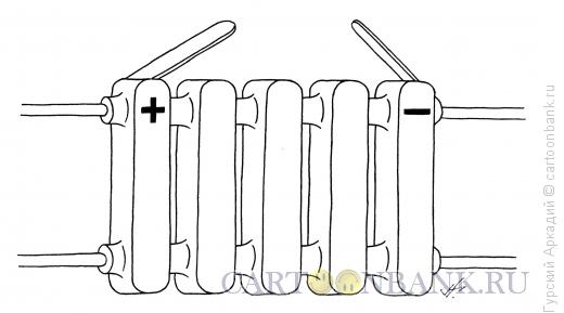 Карикатура: батарея отопительная, Гурский Аркадий