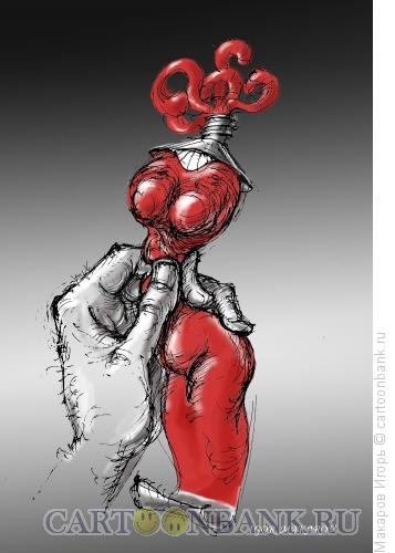 Карикатура: lady in red, Макаров Игорь