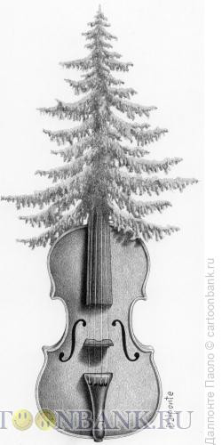 Карикатура: Ёлка-скрипка, Далпонте Паоло