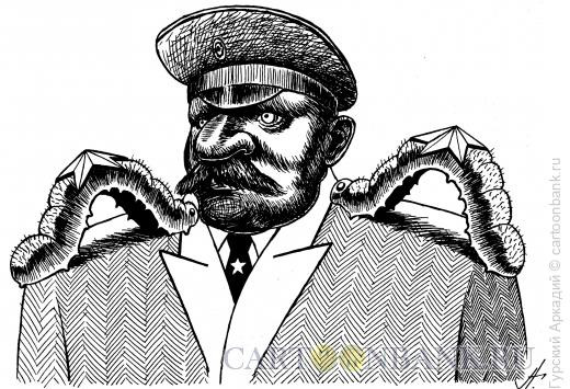 Карикатура: военный-гусеницы, Гурский Аркадий