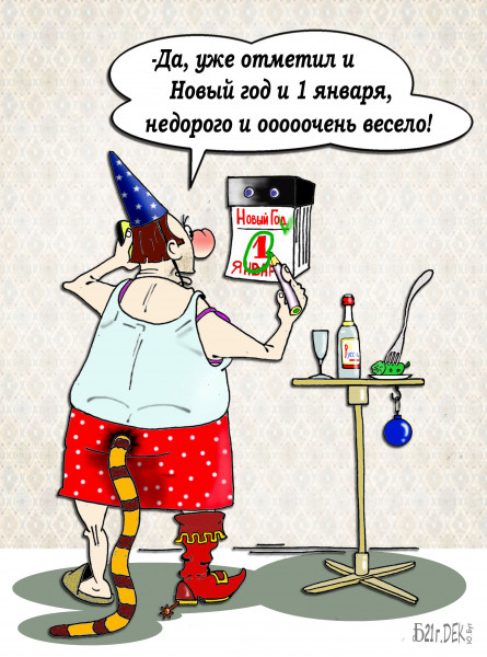 Карикатура: Про веселье новогоднее., БАД
