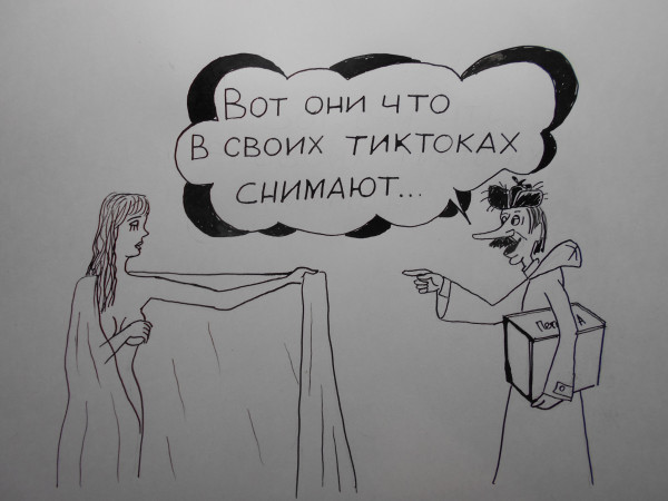 Карикатура: Женщина с покрывалом 50, Петров Александр