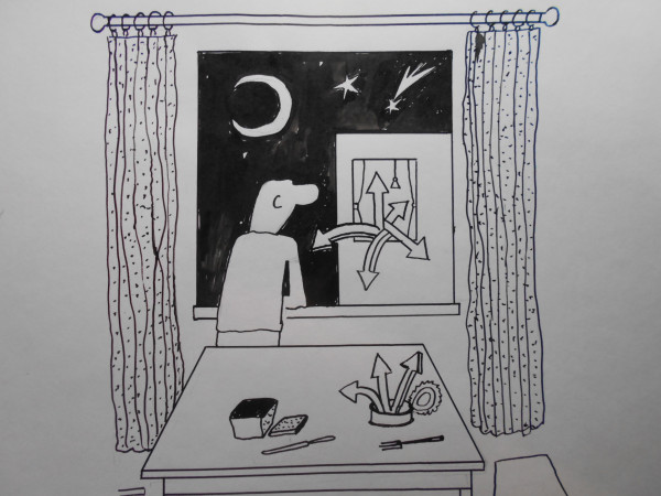 Карикатура: Одинокий мужик у окна