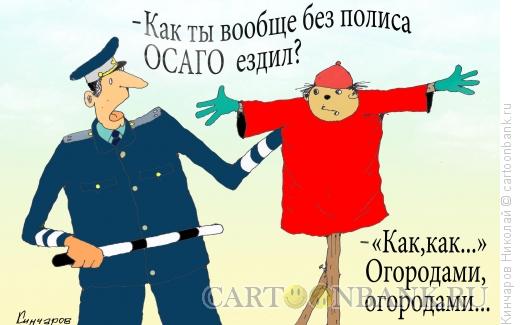 Карикатура: ЕЗДИЛ  БЕЗ  ПОЛИСА, Кинчаров Николай