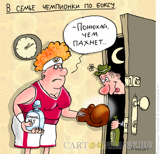 Карикатура: Боксерша, Воронцов Николай