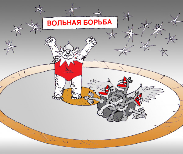 Карикатура: Вольная борьба, Юрий Санников