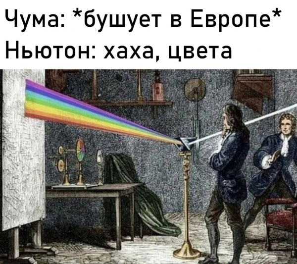 Мем: Ньютон во время чумы