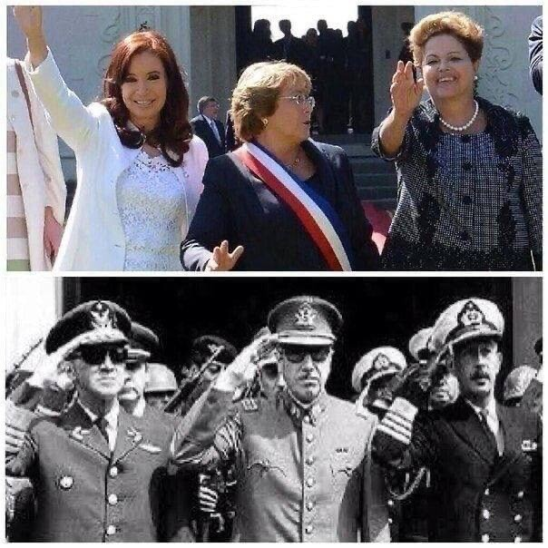 Мем: Президенты Аргентины, Чили и Бразилии в сравнении с 1970-ми...