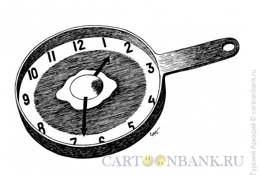 Карикатура: сковородка-часы, Гурский Аркадий