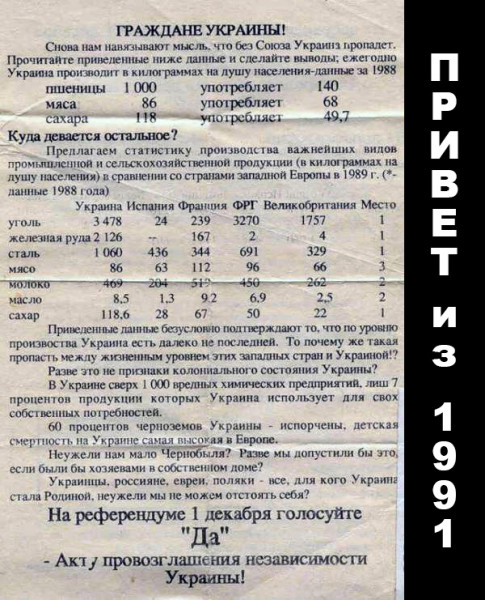 Мем: помните, был на излёте СССР такой мем: "Украина всех кормит"?