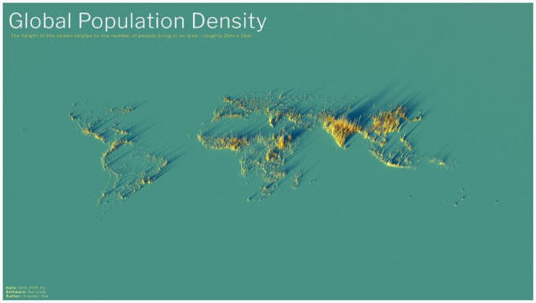 Мем: Приведённая 3D карта плотности населения