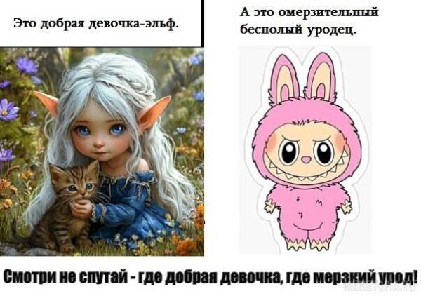 Мем: Смотри не спутай - где добрая девочка, где мерзкий урод!