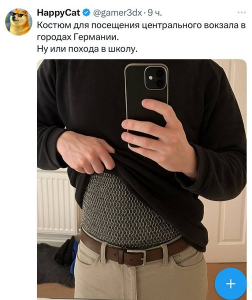 Мем: Гансы натягивают кольчугу, спасаясь от мигрантской поножовщины