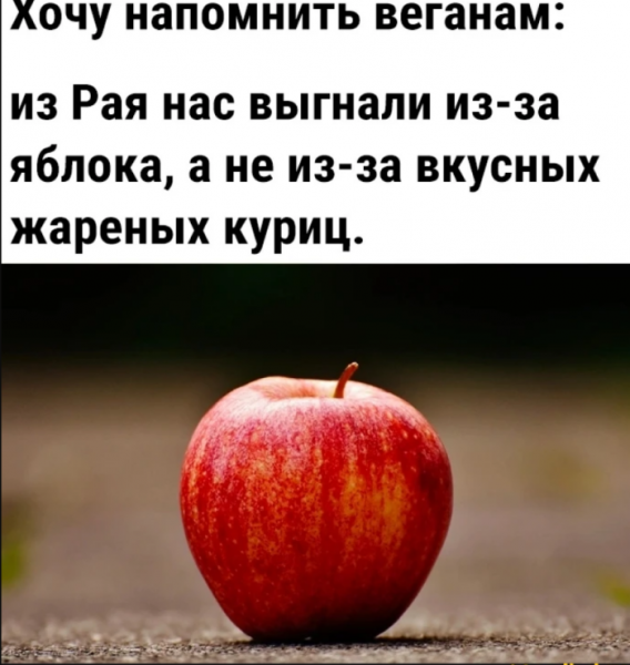 Мем: Из рая выгнали за яблоко а не курицу, RusLan2025 Мем: Из рая выгнали за яблоко а не курицу, RusLan2025