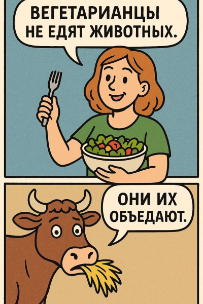 Мем: Веганы не едят животных, а отбирают их еду, RusLan2025 Мем: Веганы не едят животных, а отбирают их еду, RusLan2025