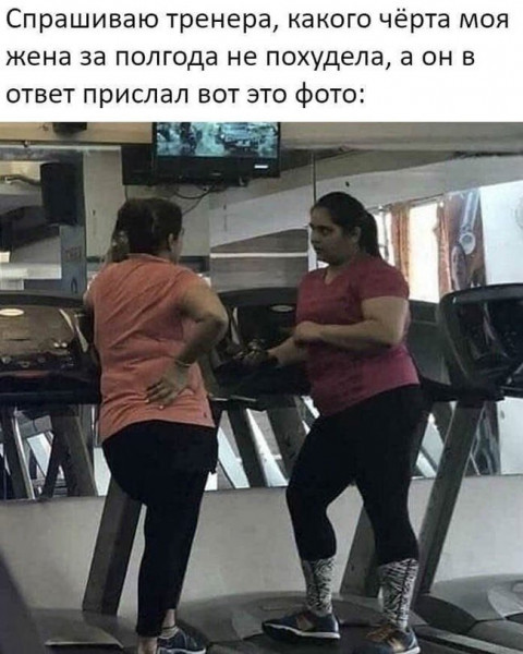 Мем: Почему жена не похудела в зале, RusLan2025