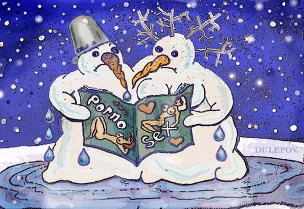 Карикатура: Снегопара, Андрей Дулепов, работа с конкурса \"Новогодняя Открытка 2007\"-