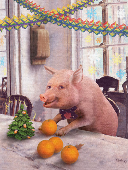 Карикатура: Свинка с апельсинками, Глеб Андросов
