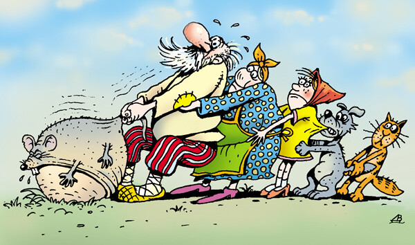 Карикатура: Мышка за репку, Валентин Дубинин