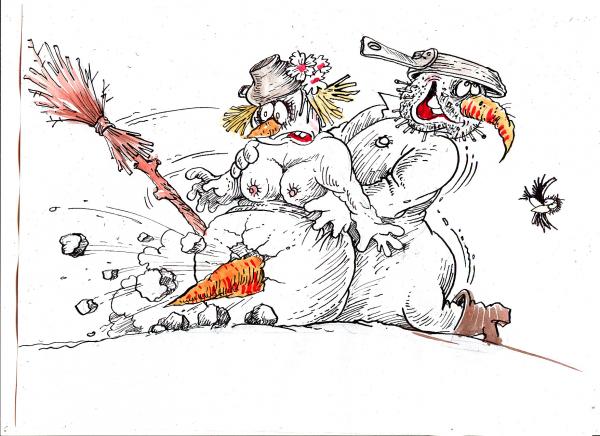 Карикатура: Любовь это  морковь, Бауржан ИЗБАСАРОВ