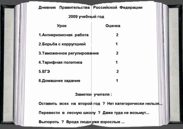 Карикатура: Дневник  Правительства России, POCELUIKIN