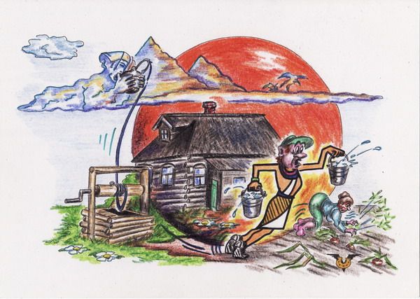 Карикатура: Имхотеп и засуха в огороде, Владимир Уваров