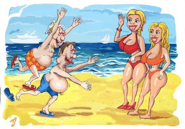 Карикатура: Бар на пляже1, Галиакбаров Юрий